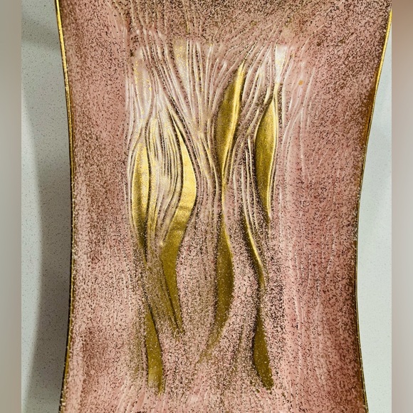 Vintage 1960s Pink Gold Serving Dish Retro Ceramic California Originals MCM - Picture 7 of 10